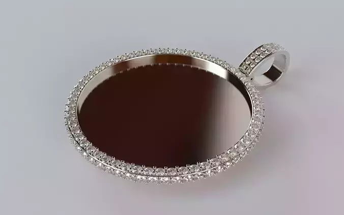 Picture Pendant -  2mm Top and Side Stones - LARGE