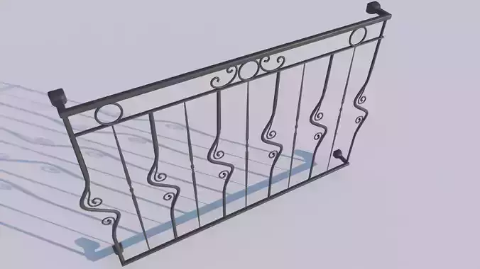 Modern Railing for Building Low-poly 3D model