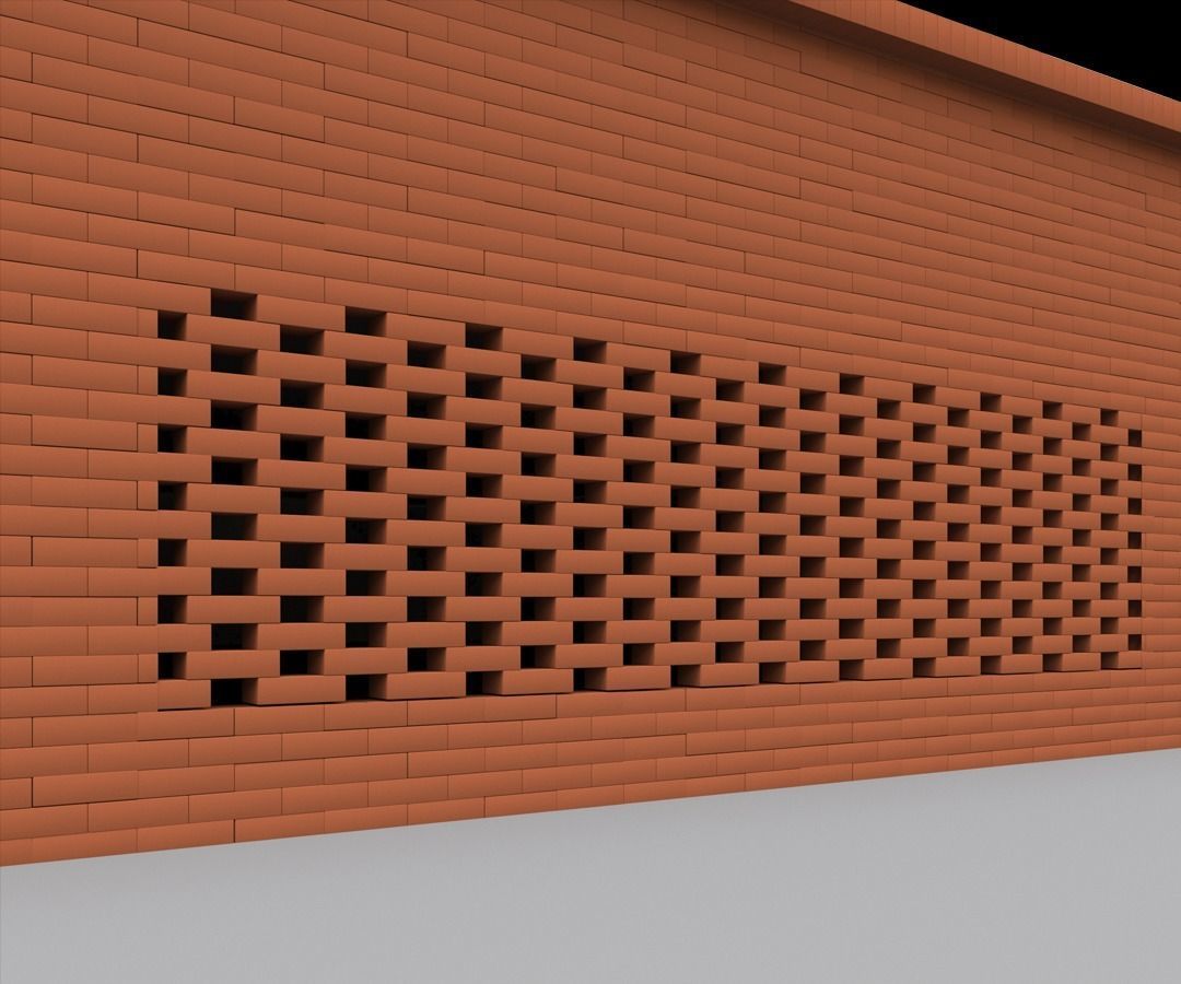 decorative brick wall 3D model_2