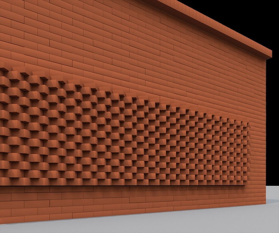 decorative brick wall 3D model_1