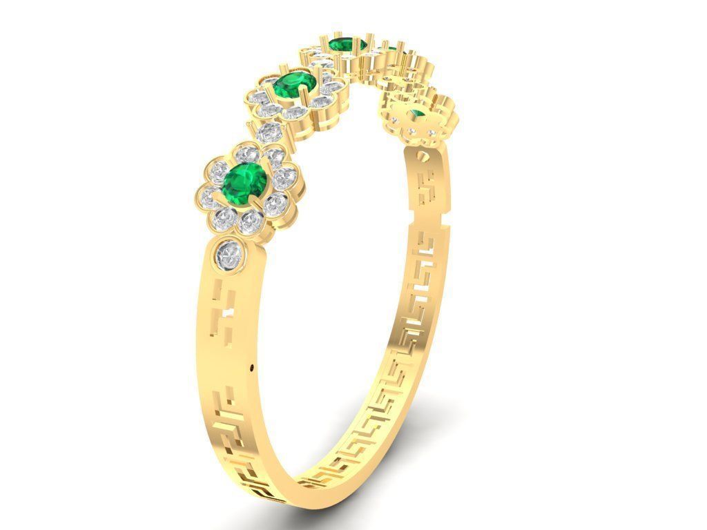 Flower Pattern Green Stone Women Bracelet Jewelry 1204 3D print model_2