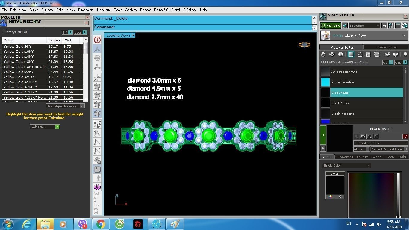 Flower Pattern Green Stone Women Bracelet Jewelry 1204 3D print model_7