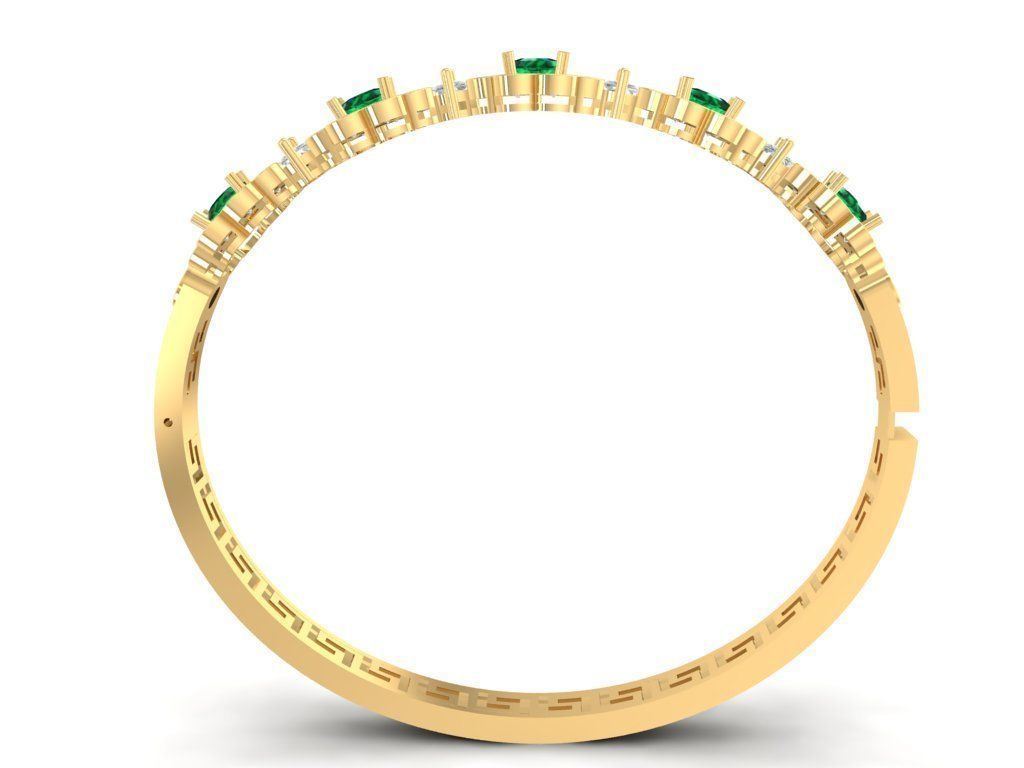 Flower Pattern Green Stone Women Bracelet Jewelry 1204 3D print model_4