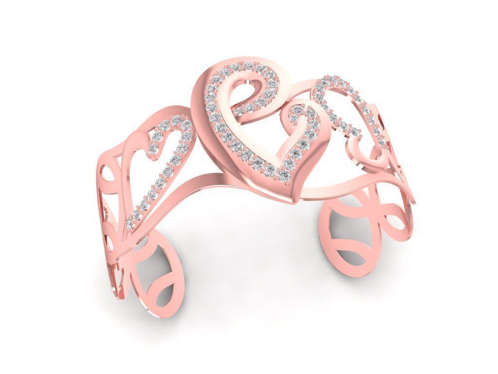 Heart Shape Diamond Bracelet for Women 1205 3D print model_1