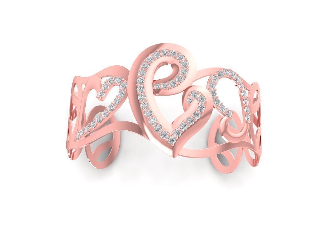 Heart Shape Diamond Bracelet for Women 1205 3D print model_2