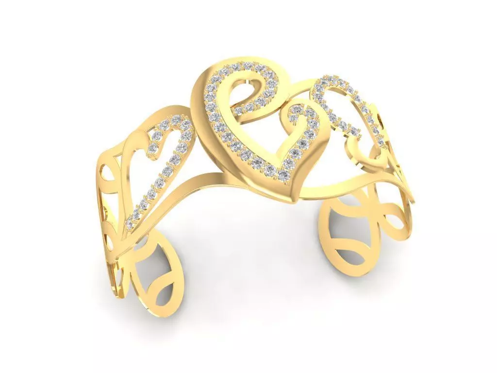 Heart Shape Diamond Bracelet for Women 1205 3D print model_0