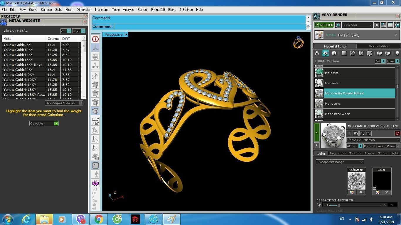 Heart Shape Diamond Bracelet for Women 1205 3D print model_7