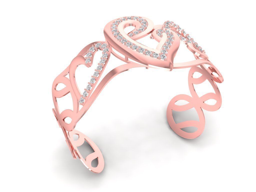 Heart Shape Diamond Bracelet for Women 1205 3D print model_3