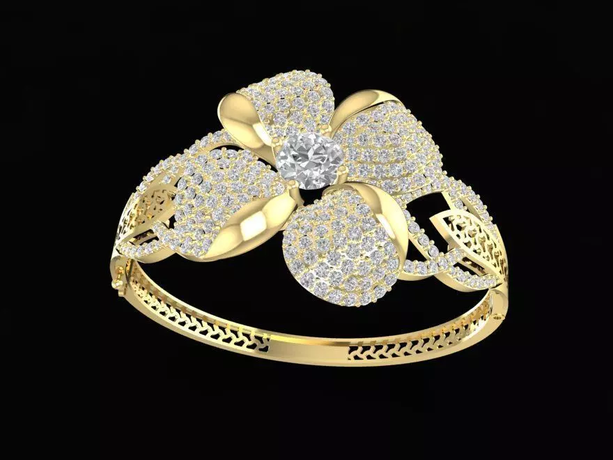 Elegant Four Petal Flower Ring for Women 1207 3D print model_0