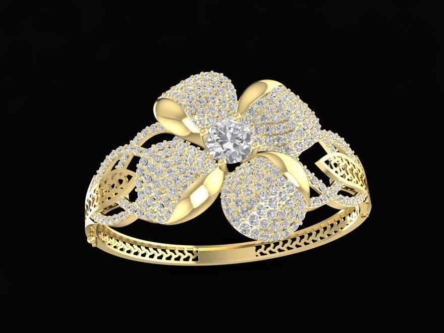 Elegant Four Petal Flower Ring for Women 1207 3D print model_1