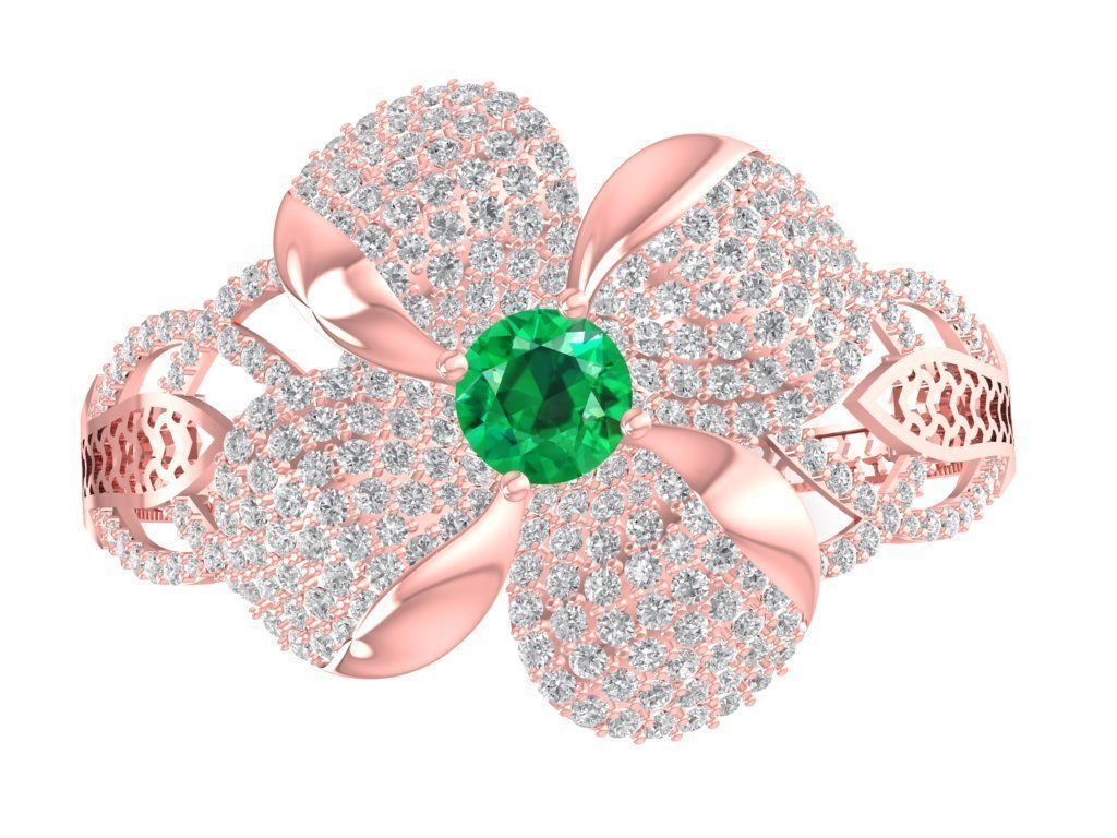 Elegant Four Petal Flower Ring for Women 1207 3D print model_4