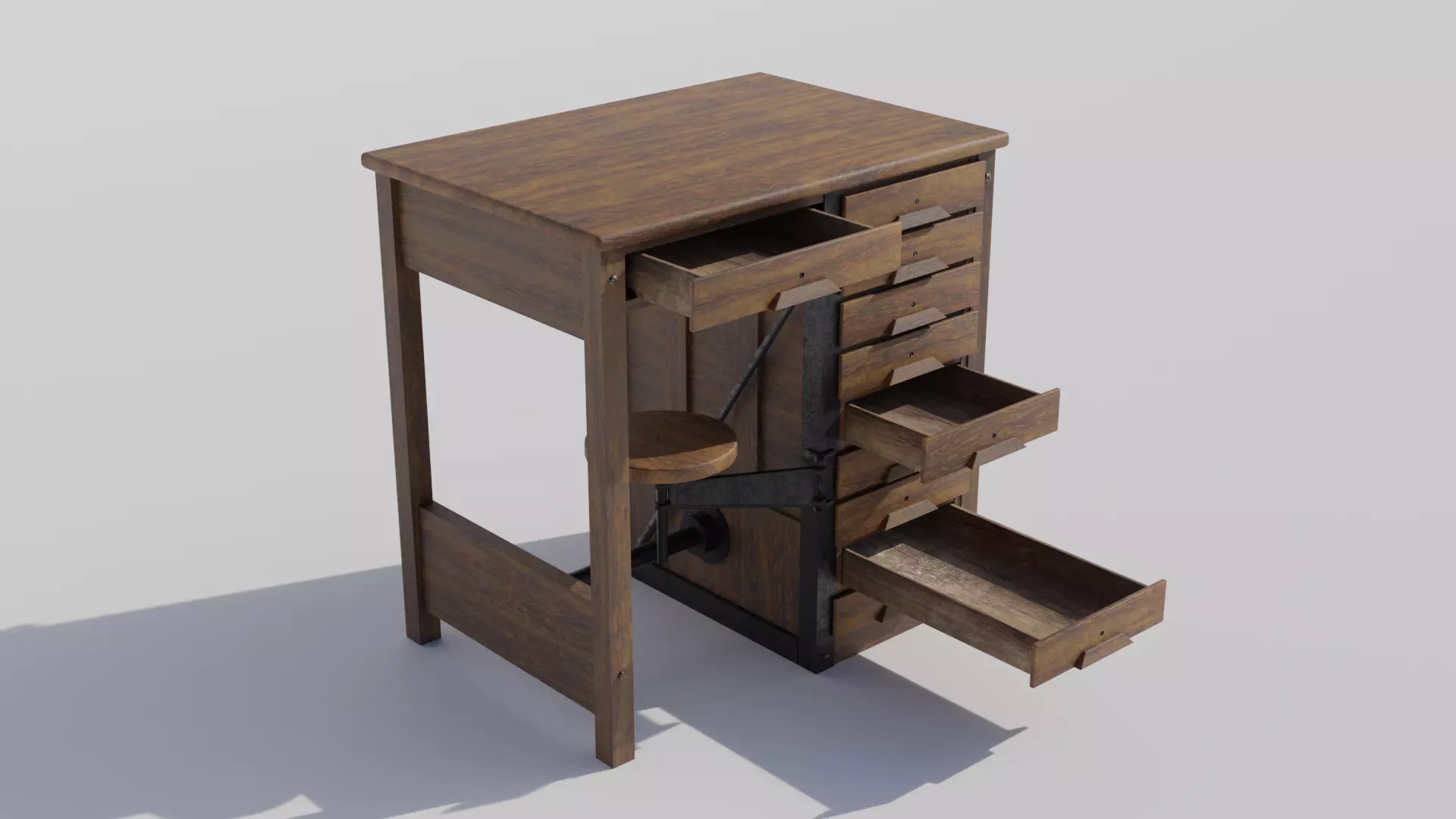 Antique Lab Table Low-poly 3D model_0