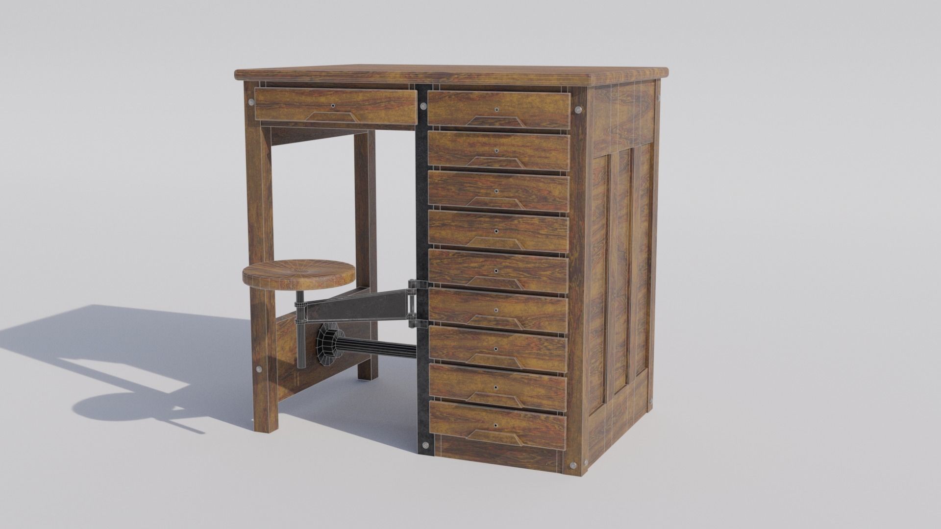 Antique Lab Table Low-poly 3D model_6