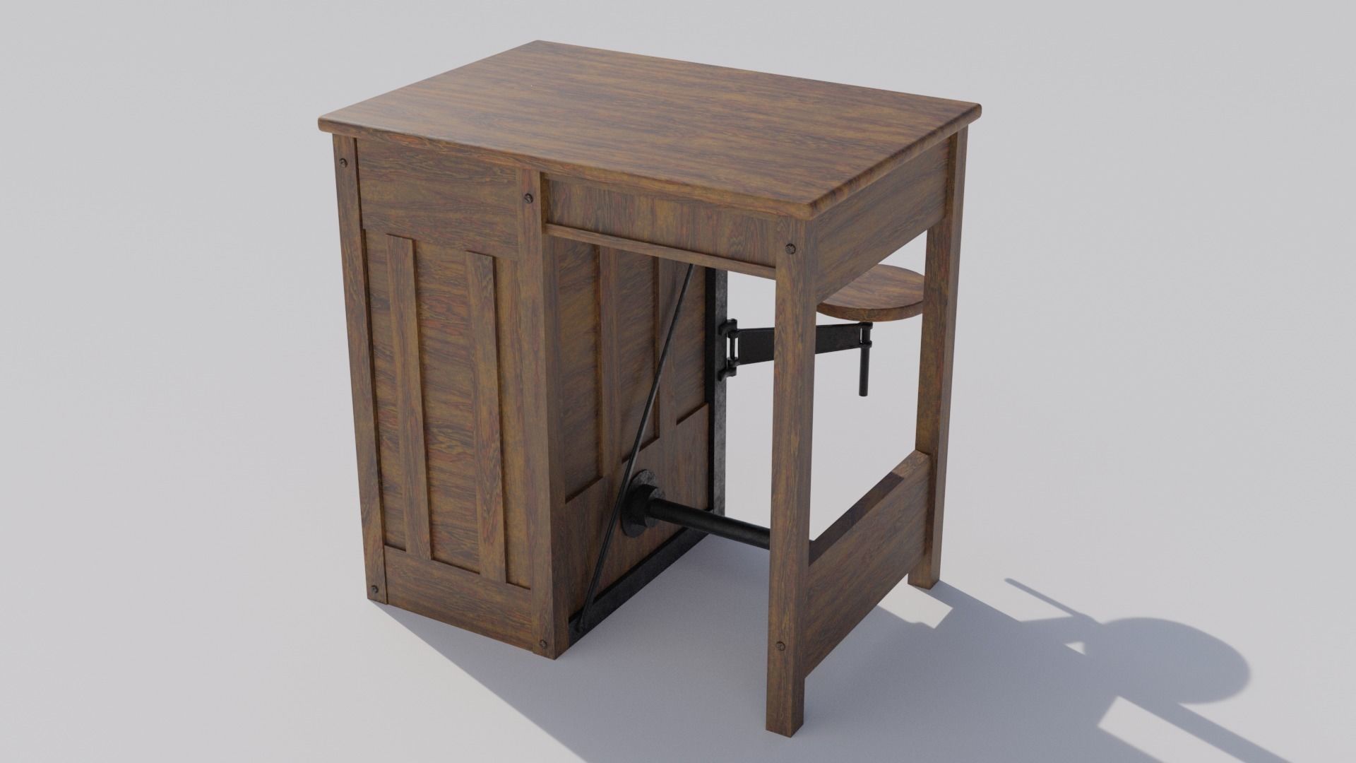 Antique Lab Table Low-poly 3D model_3