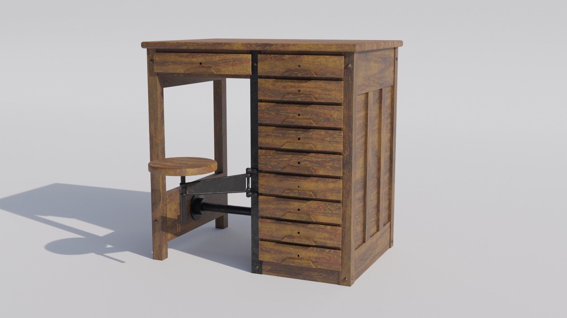 Antique Lab Table Low-poly 3D model_2