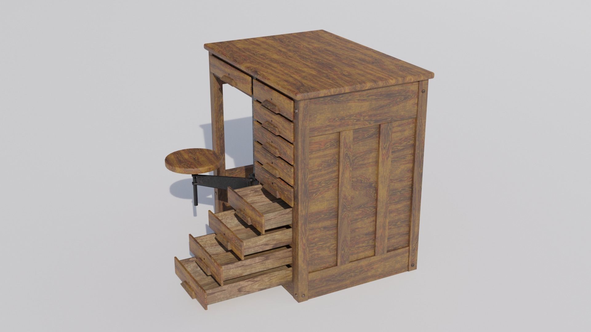 Antique Lab Table Low-poly 3D model_1