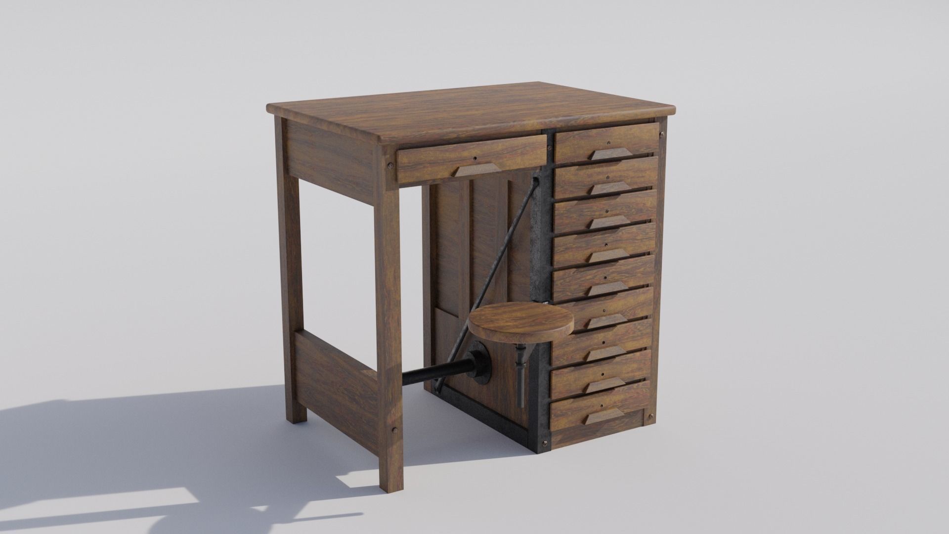 Antique Lab Table Low-poly 3D model_4
