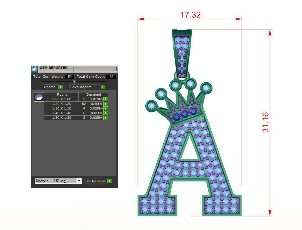A letter pendant 3D print model 3D print model_4