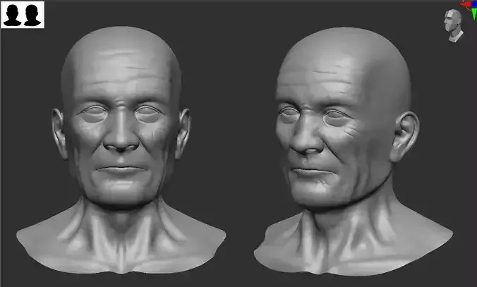 Old man head zbrush face male character human people elder