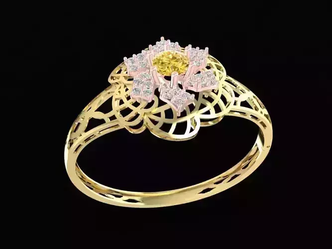 Elegant Filigree Floral Gemstone Ring for Women  1208