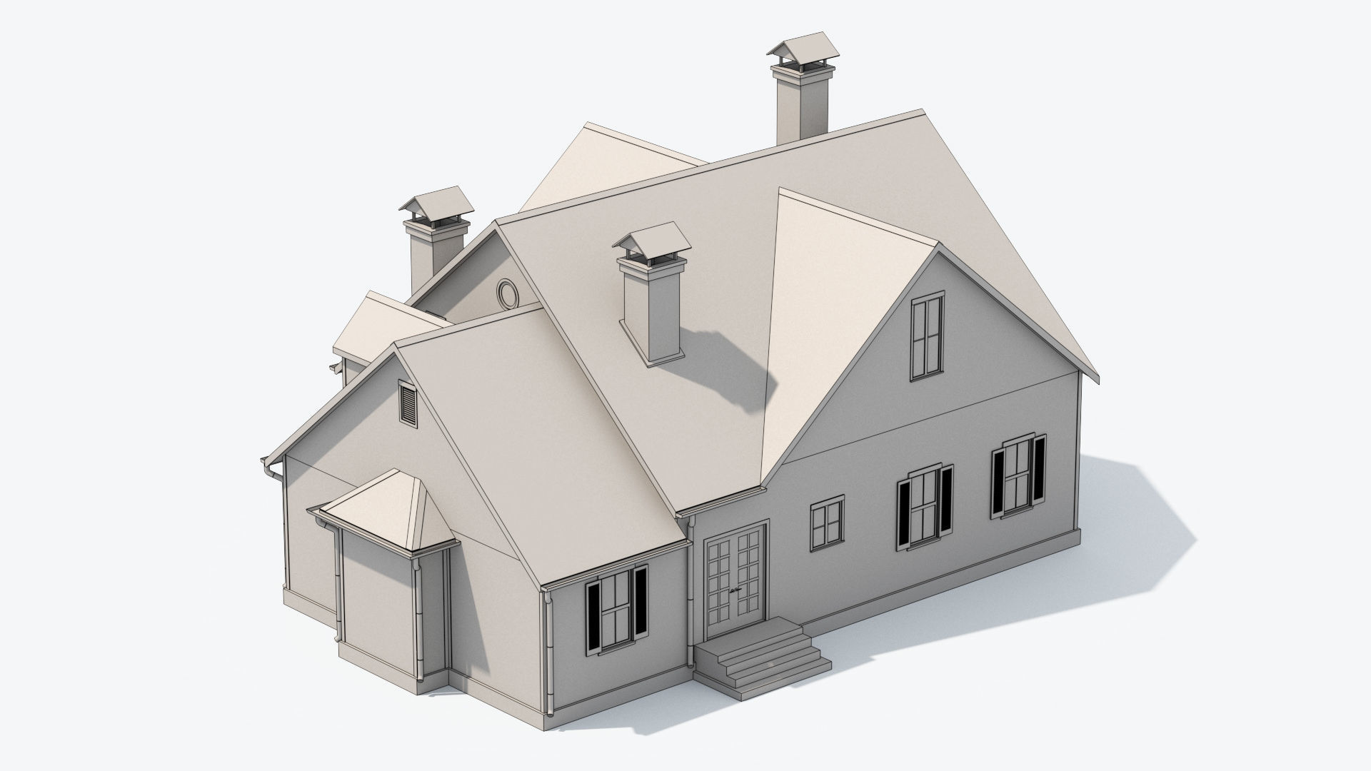 Residential House 7 Low-poly 3D model_10