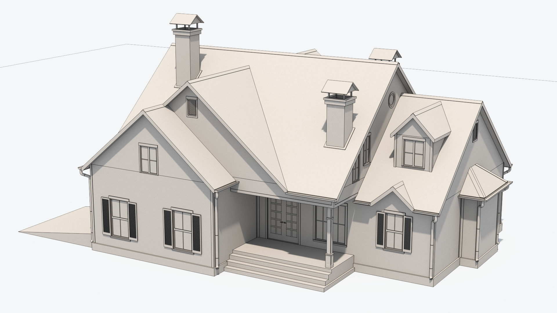 Residential House 7 Low-poly 3D model_9