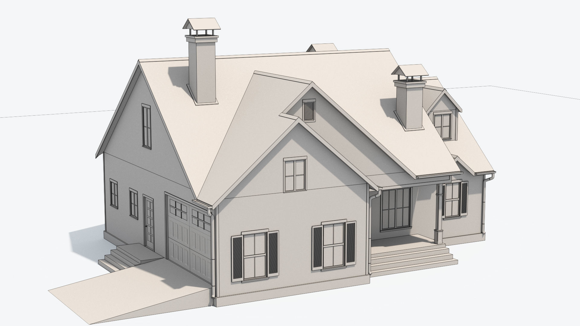 Residential House 7 Low-poly 3D model_8