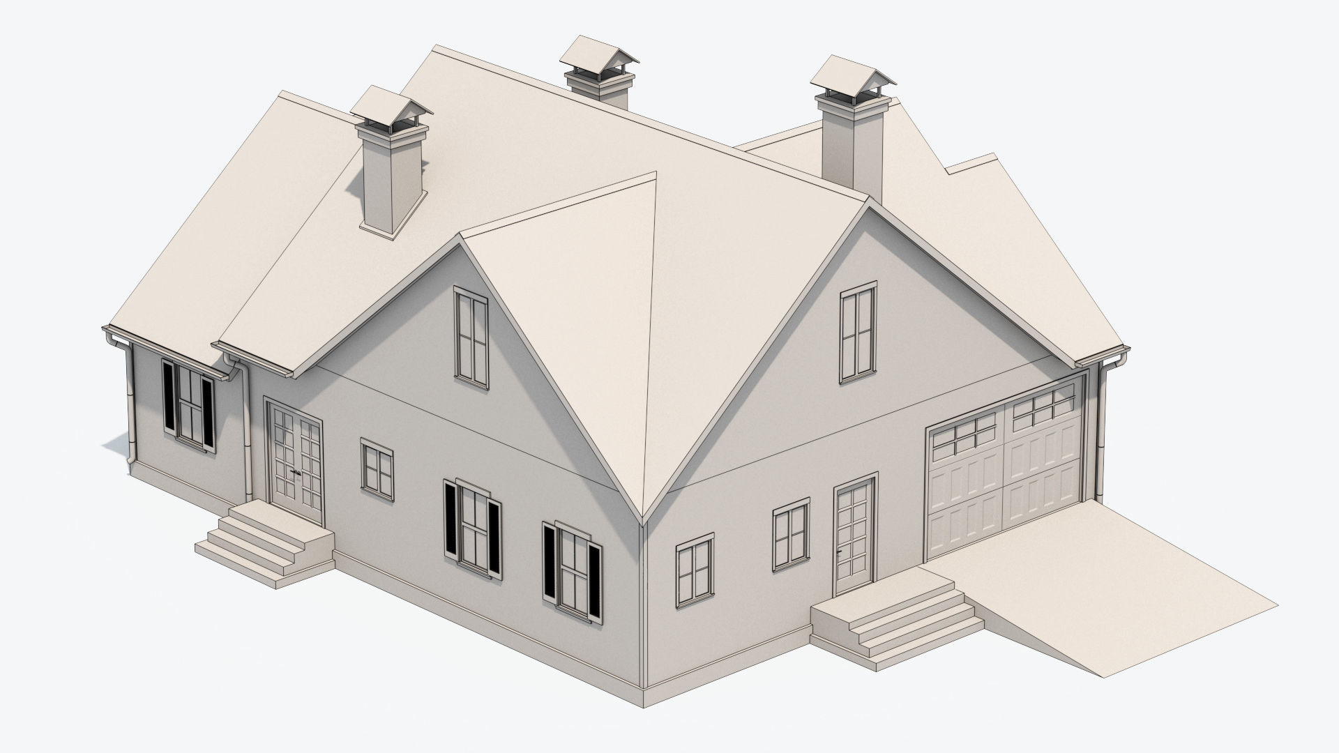 Residential House 7 Low-poly 3D model_12