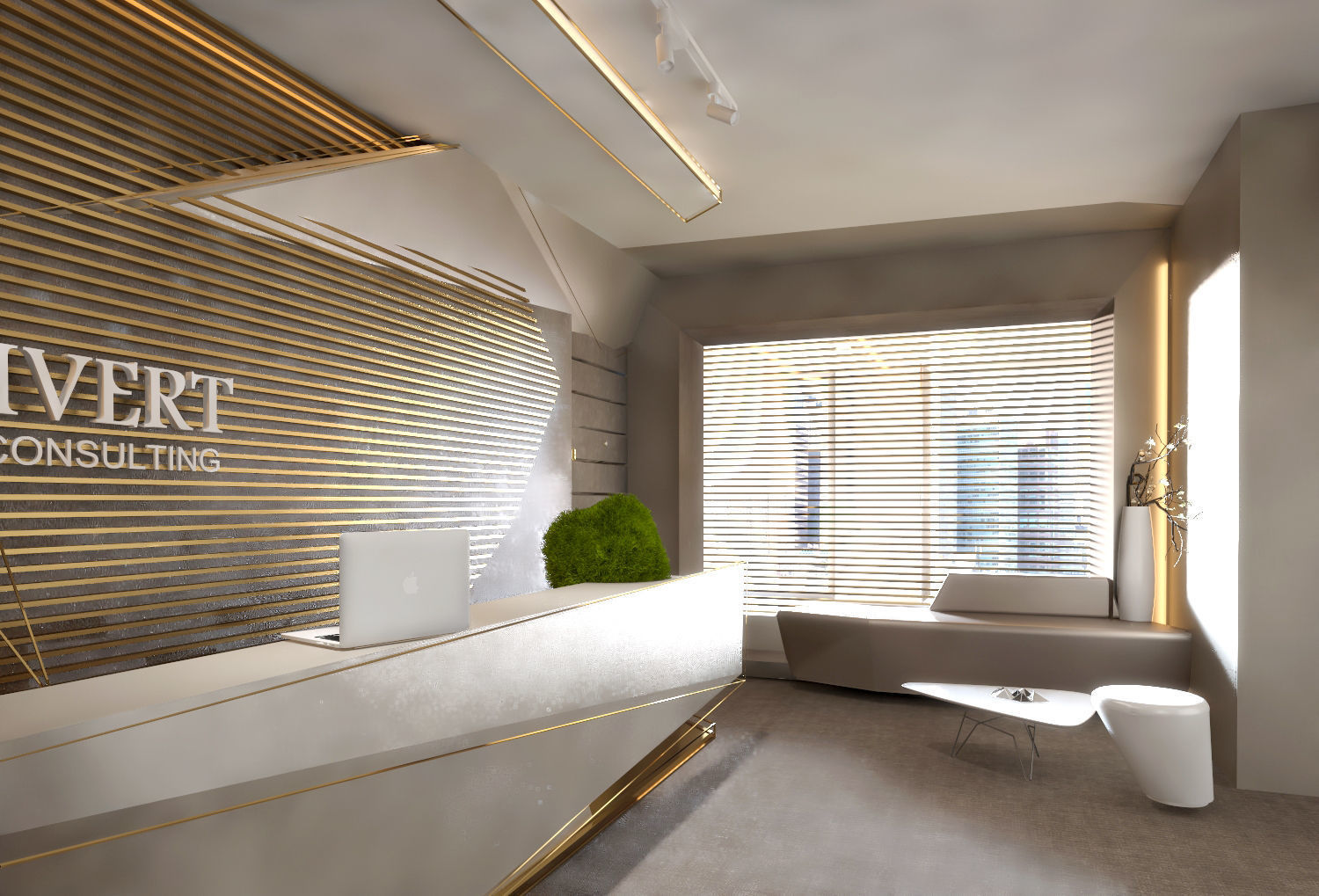 Reception desk for modern office 3D model_1