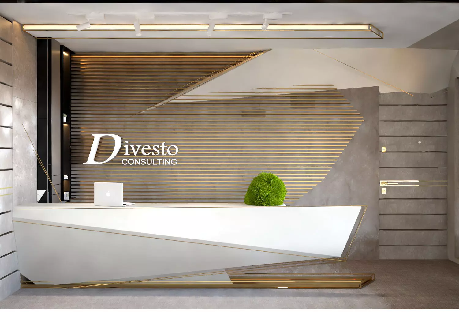 Reception desk for modern office 3D model_0