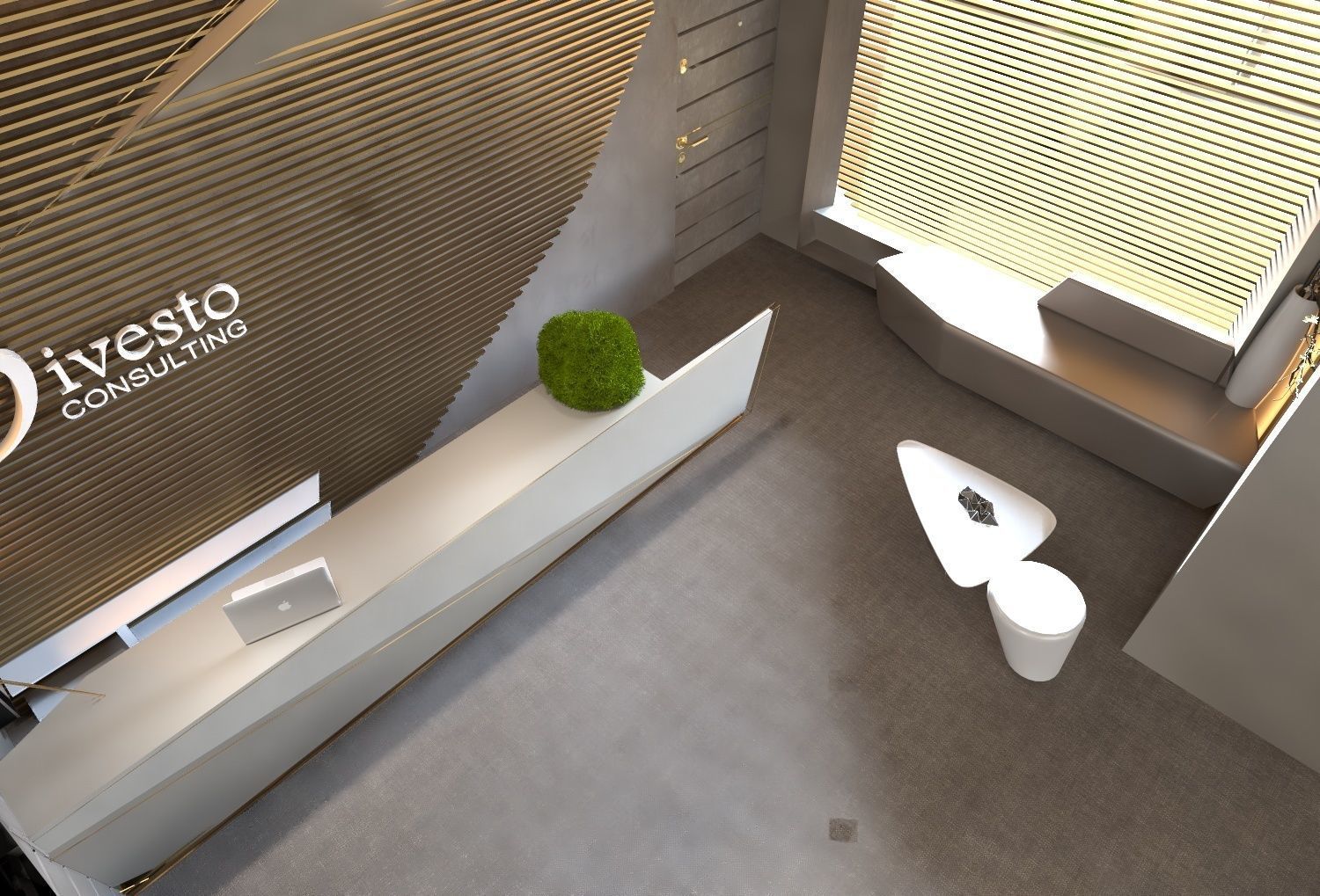 Reception desk for modern office 3D model_3