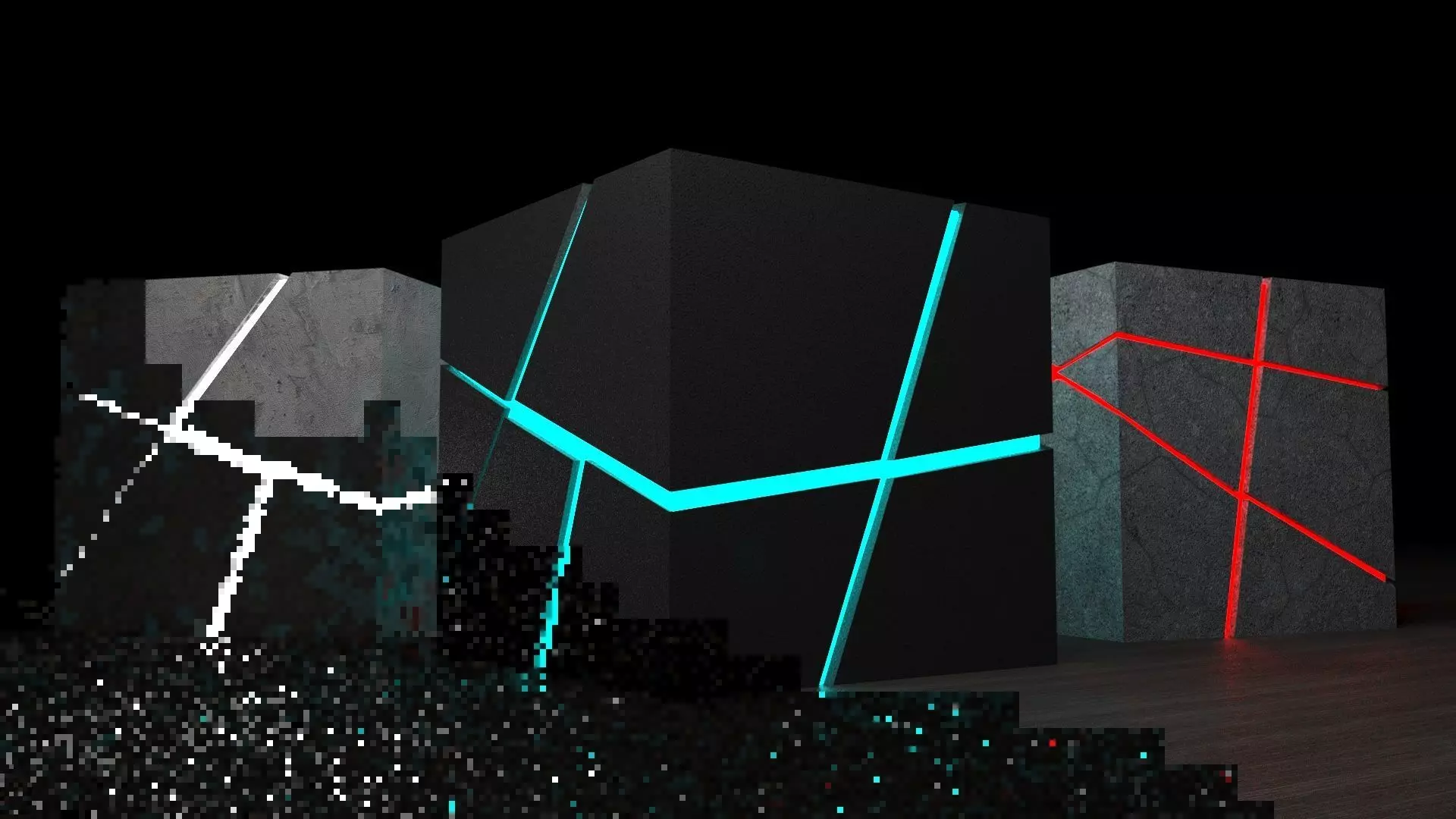 Box led Alien Cube Low-poly 3D model