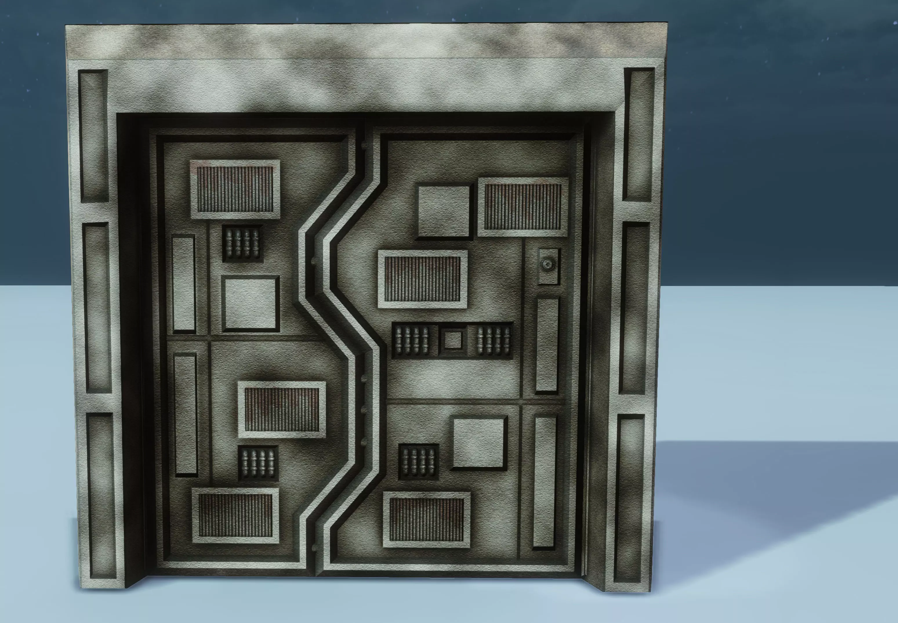 Custom Panel Door Low Poly Low-poly 3D model_0