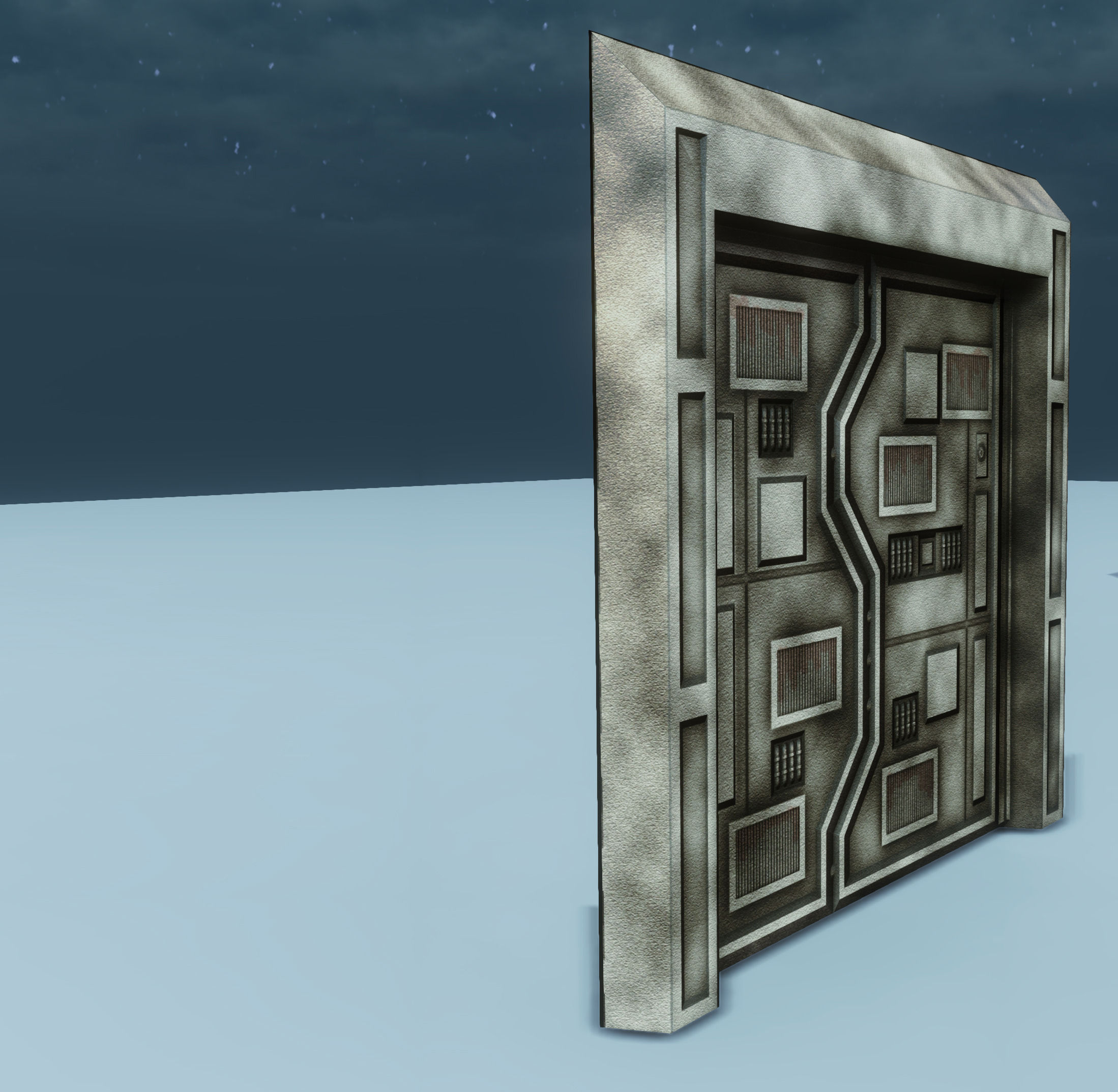 Custom Panel Door Low Poly Low-poly 3D model_1