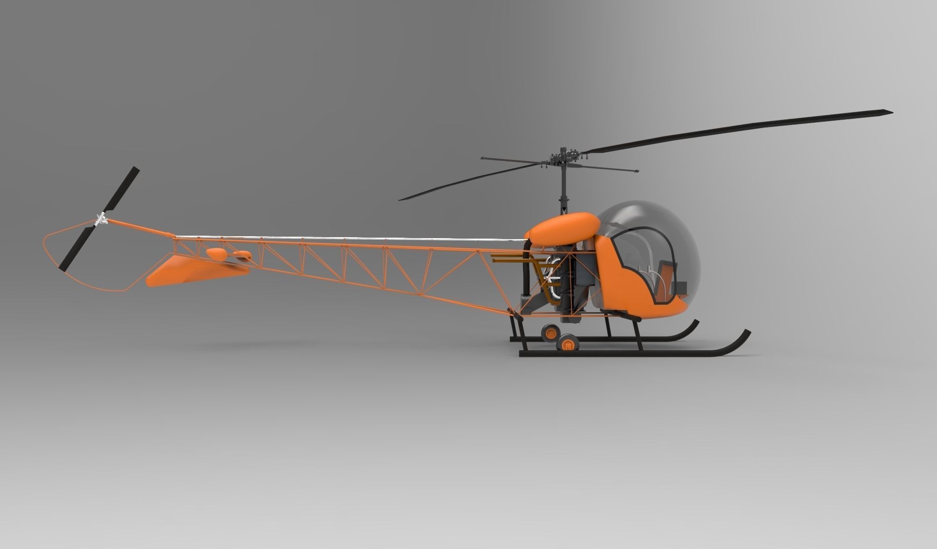 bell 47 orange 3D model_3
