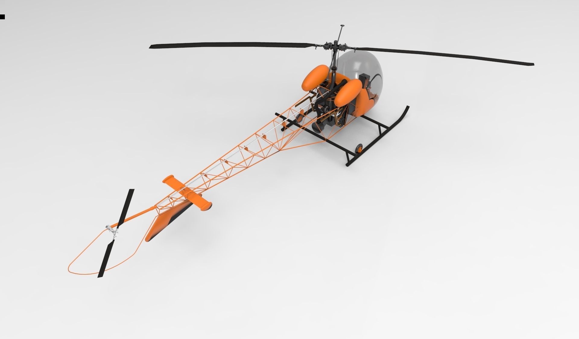 bell 47 orange 3D model_7