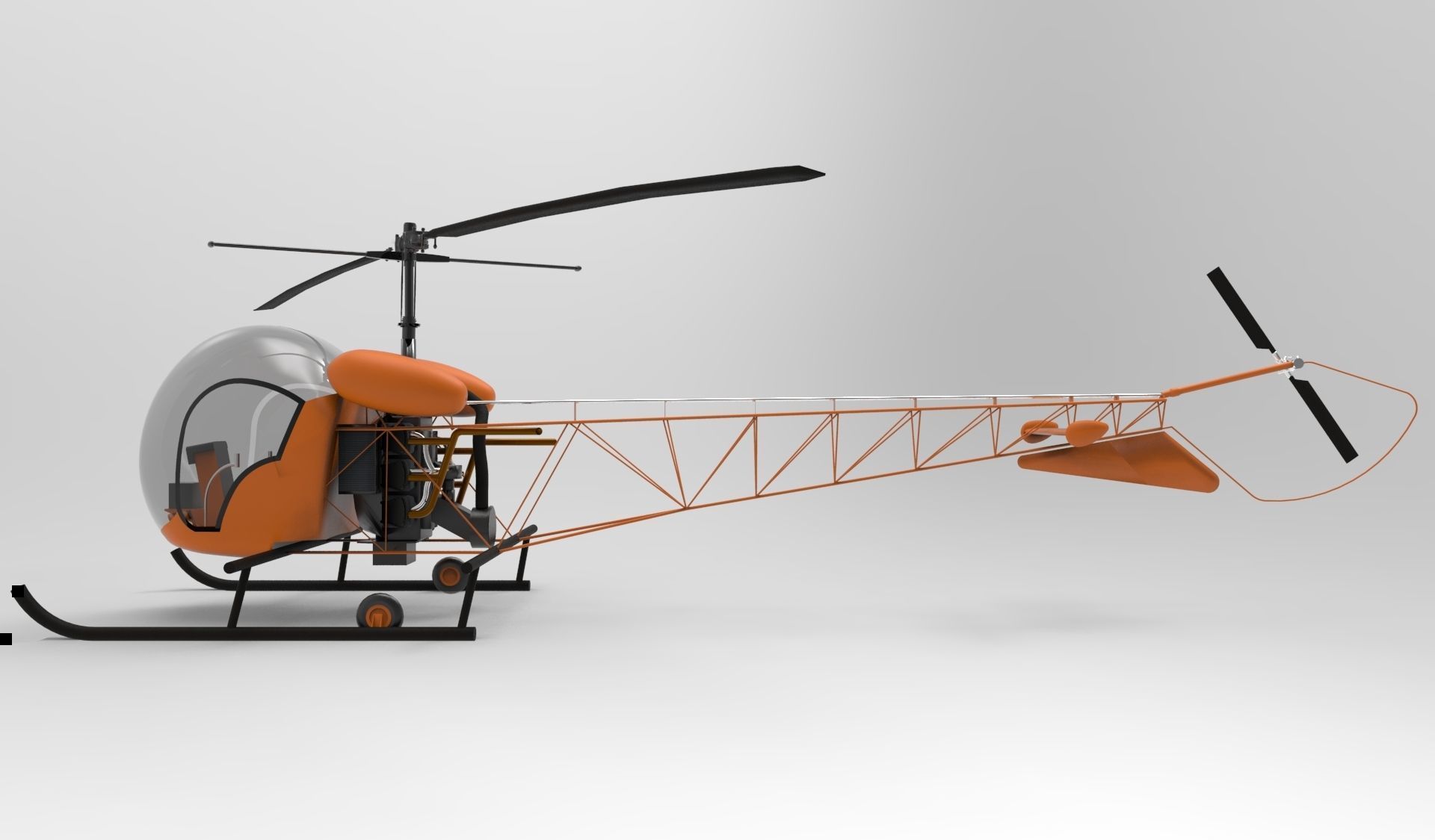 bell 47 orange 3D model_4
