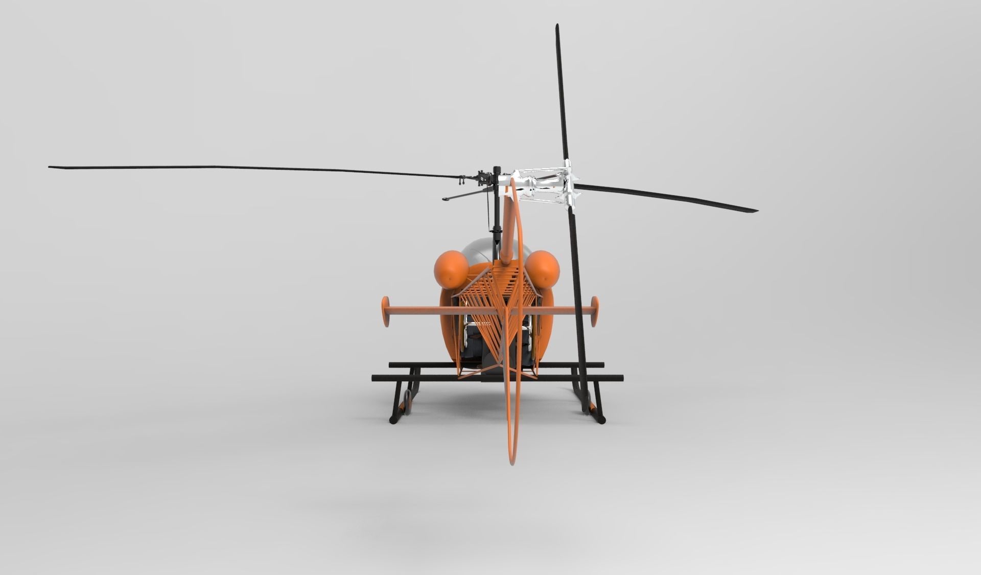 bell 47 orange 3D model_2
