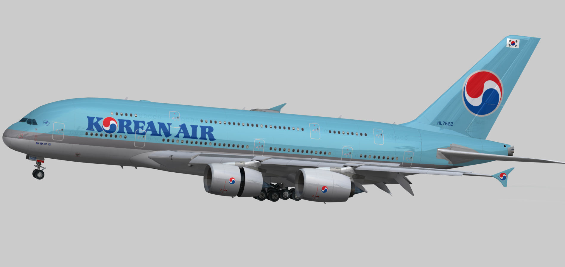 Airbus A380-8 Korean Air livery Low-poly 3D model_4