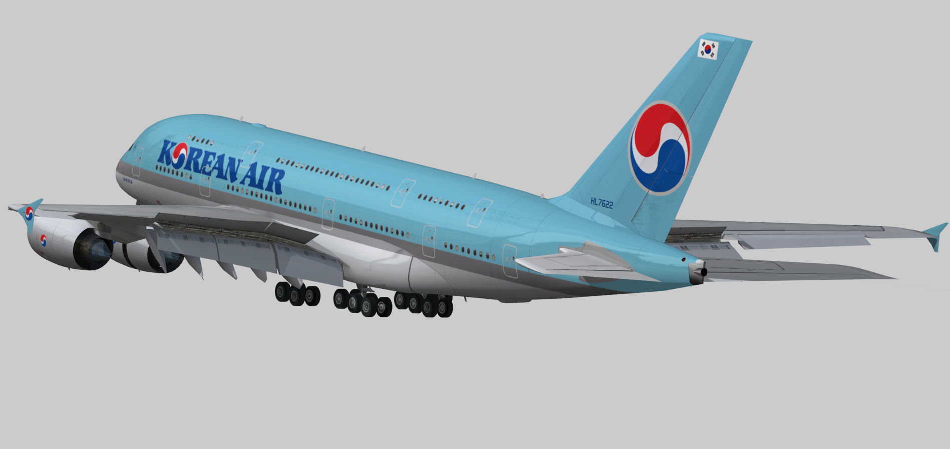 Airbus A380-8 Korean Air livery Low-poly 3D model_2