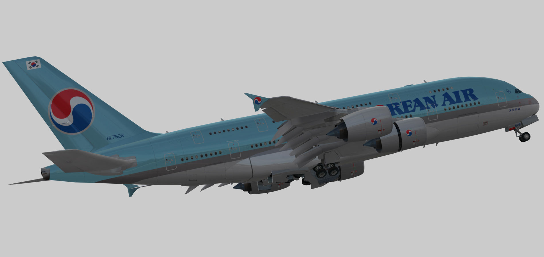 Airbus A380-8 Korean Air livery Low-poly 3D model_6