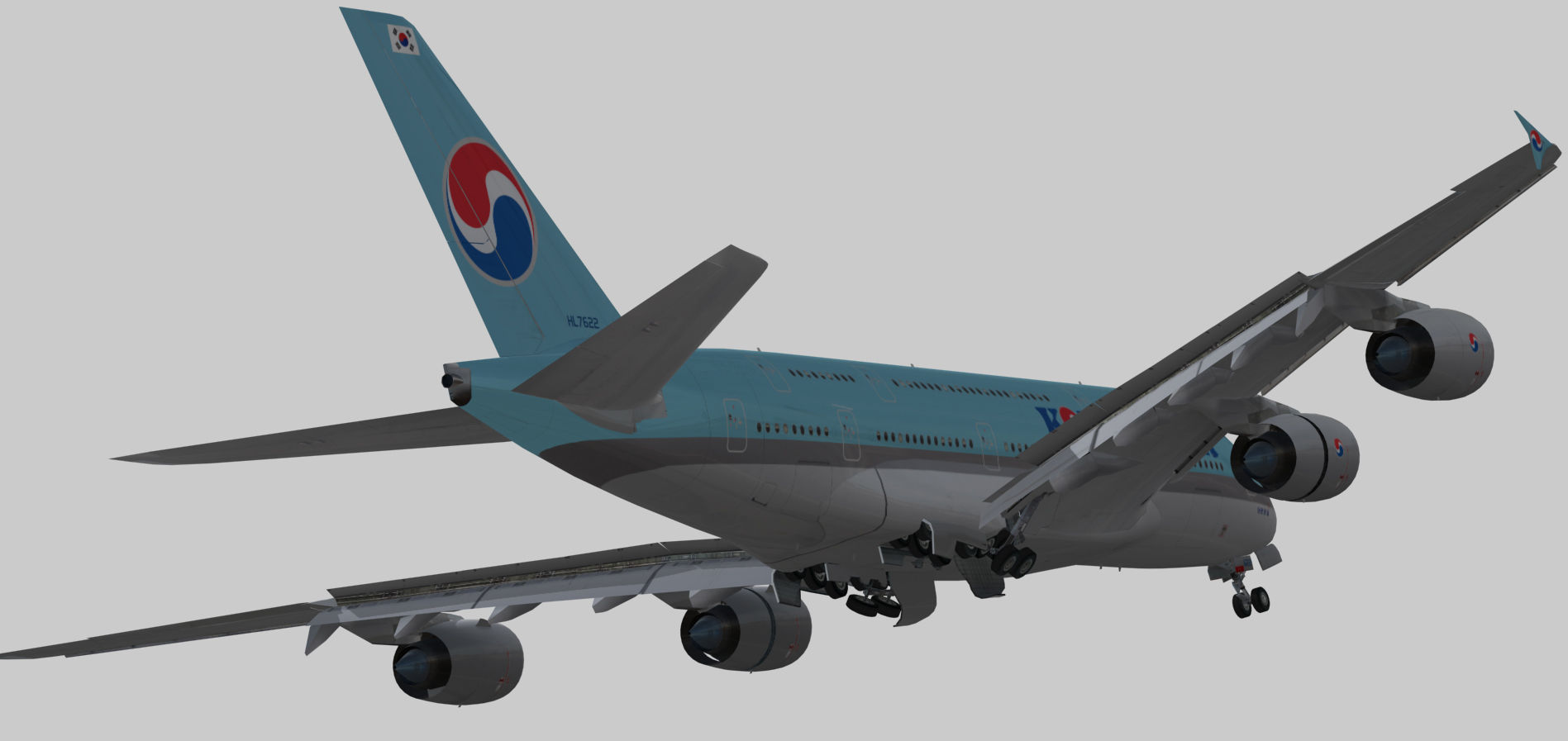 Airbus A380-8 Korean Air livery Low-poly 3D model_7