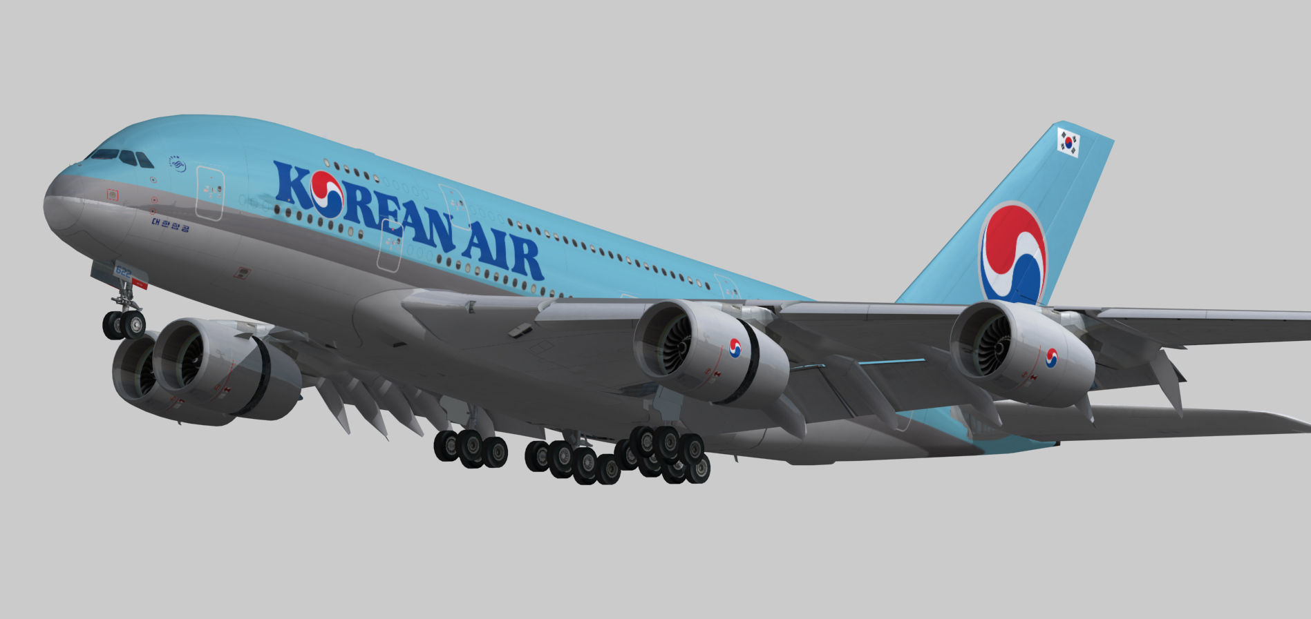 Airbus A380-8 Korean Air livery Low-poly 3D model_3