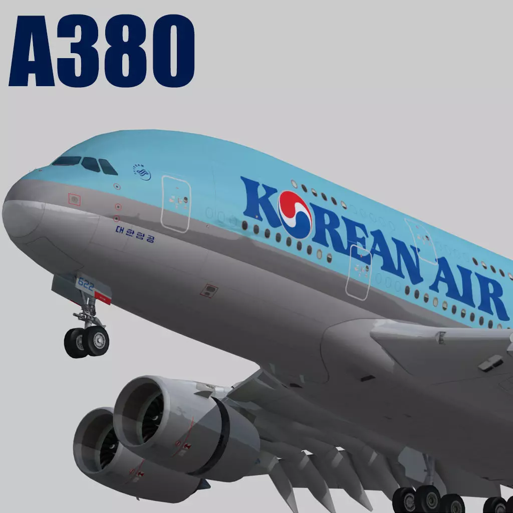 Airbus A380-8 Korean Air livery Low-poly 3D model_0
