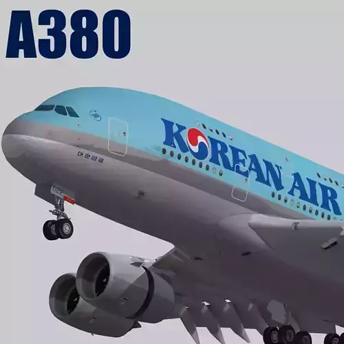 Airbus A380-8 Korean Air livery Low-poly 3D model