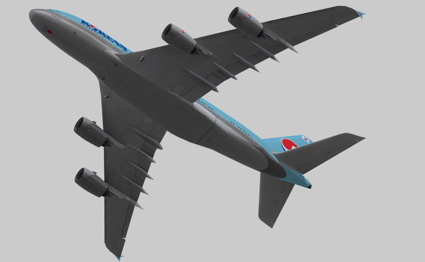 Airbus A380-8 Korean Air livery Low-poly 3D model_8