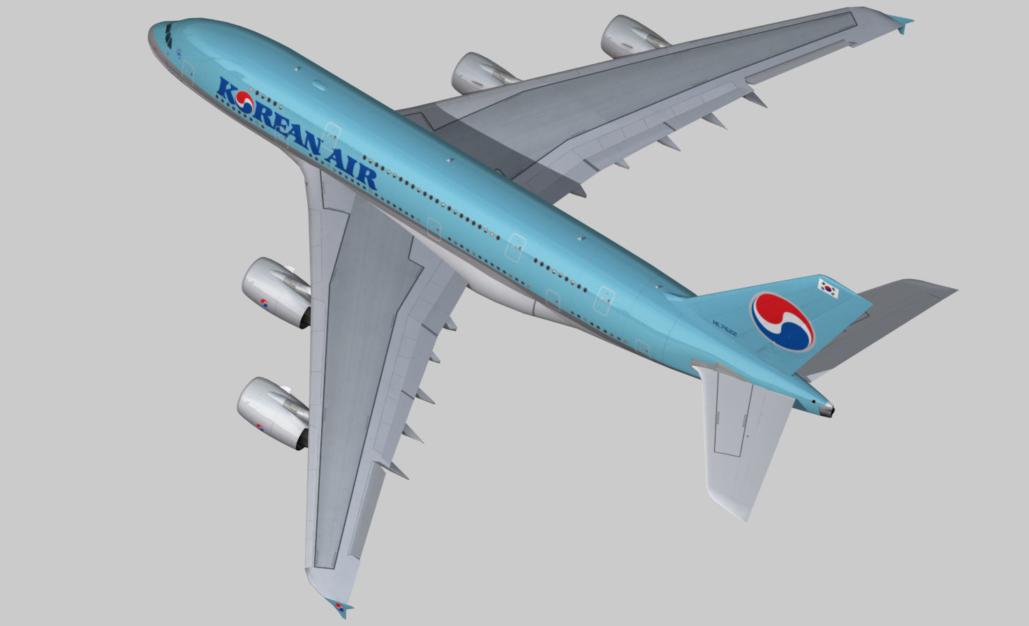 Airbus A380-8 Korean Air livery Low-poly 3D model_1