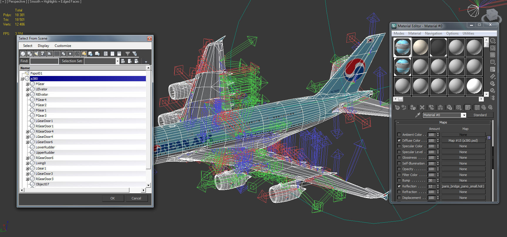 Airbus A380-8 Korean Air livery Low-poly 3D model_13