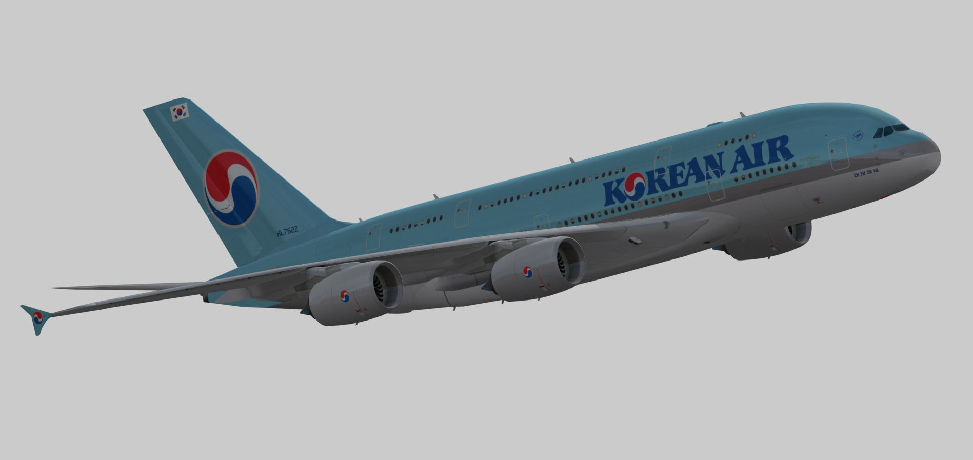 Airbus A380-8 Korean Air livery Low-poly 3D model_5