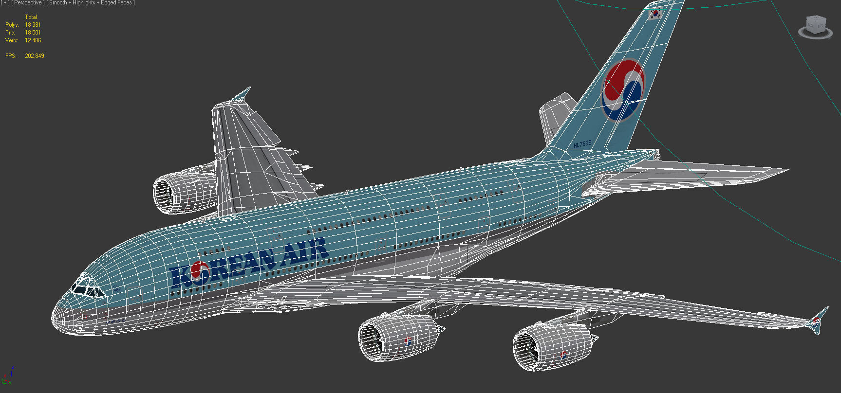 Airbus A380-8 Korean Air livery Low-poly 3D model_12